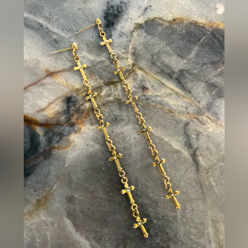 VIRGIN SAINTS & ANGELS  Gold Drop Earrings